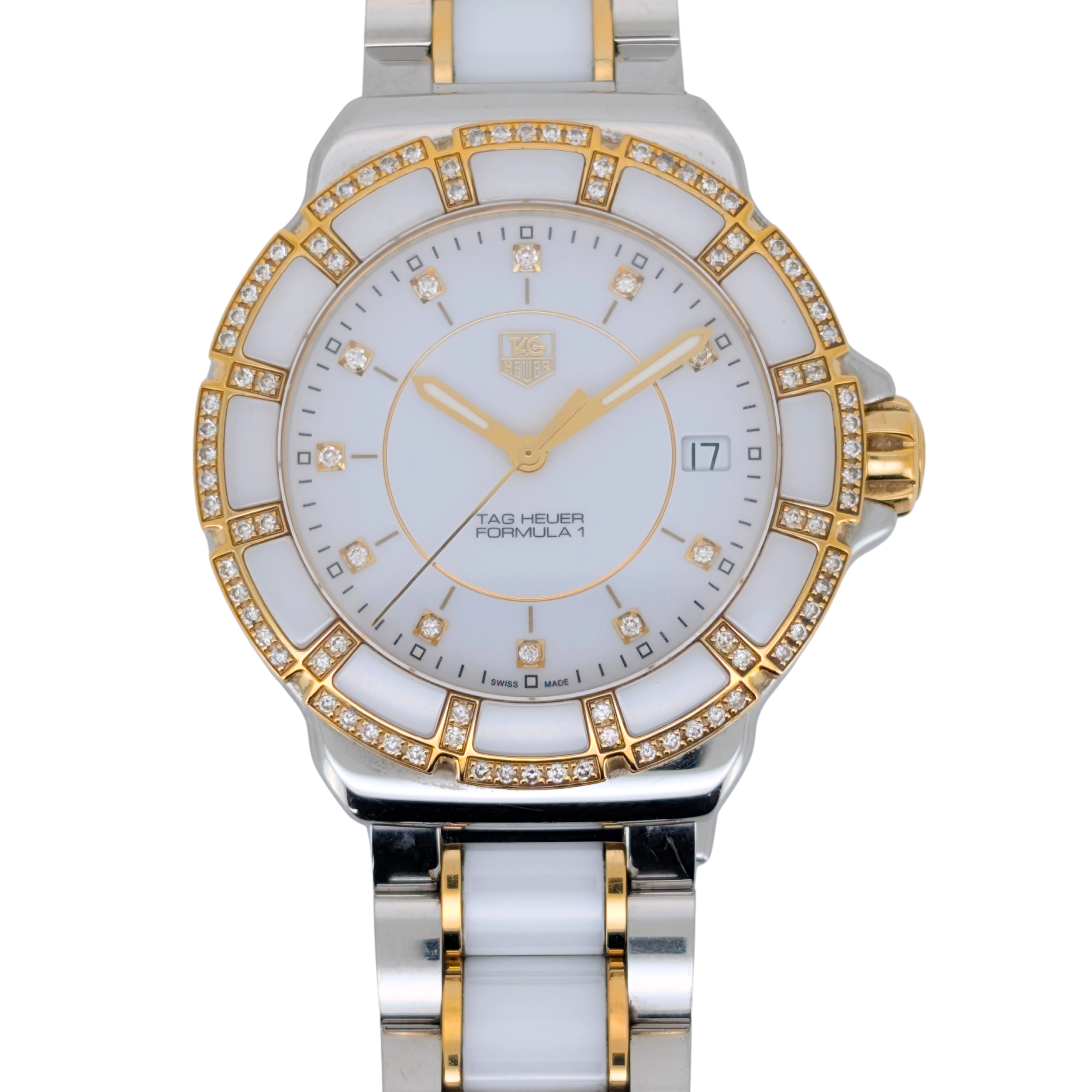 ساعة TAG Heuer Formula 1 Ceramic Diamond WAH1221 بيضاء 37 ملم