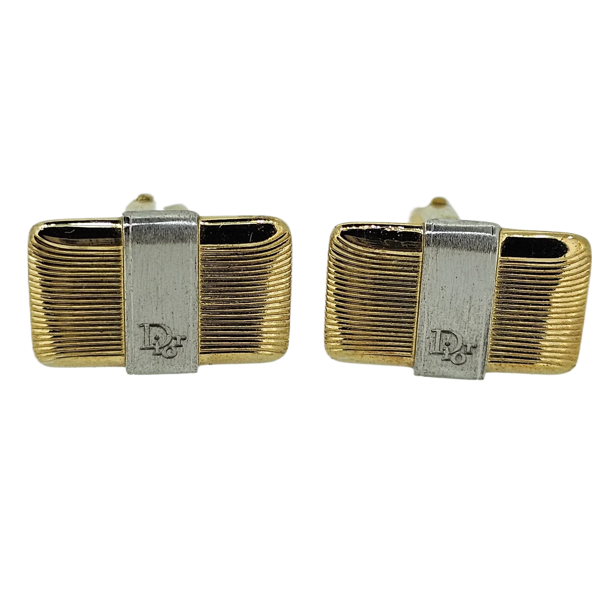 Dior Metal Gold-tone & Silver Cufflinks - Lost Designer