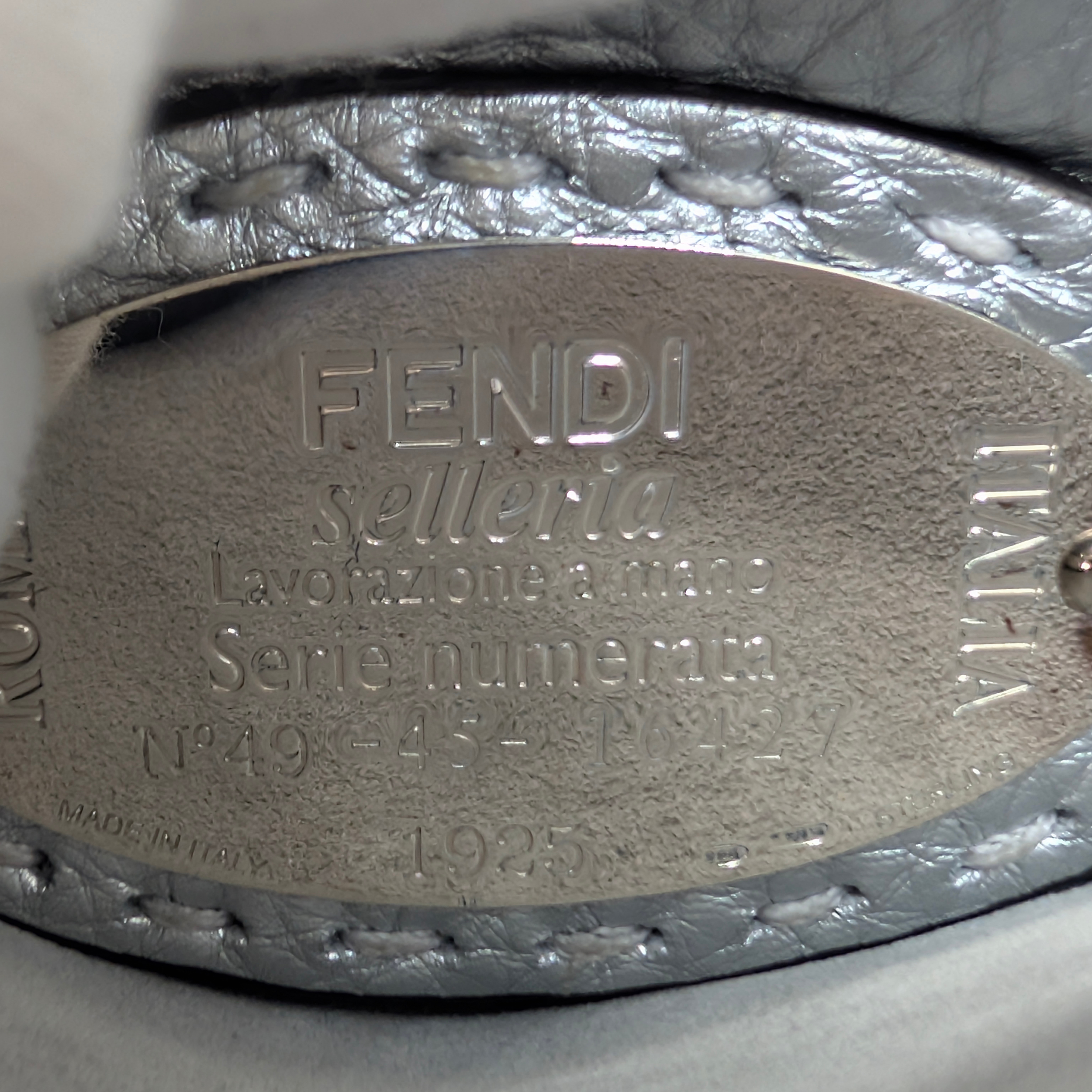 Fendi Peekaboo ISeeU Petite Mini Selleria Bag Silver Metallic