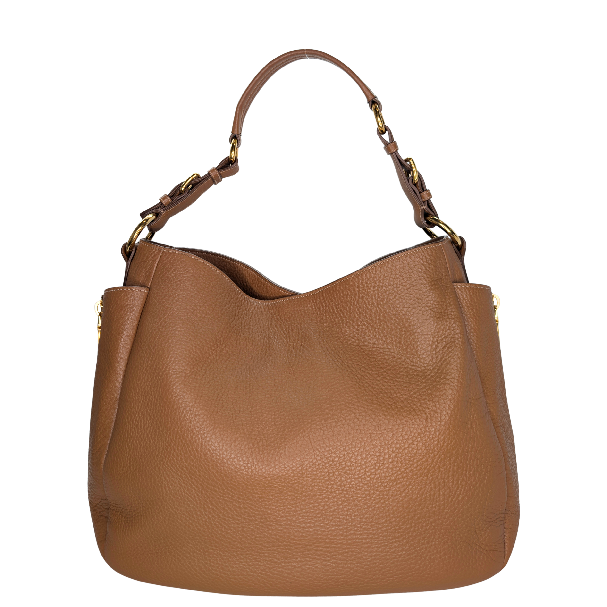 Prada Vitello Daino Leather Side Zip Hobo Tote Bag