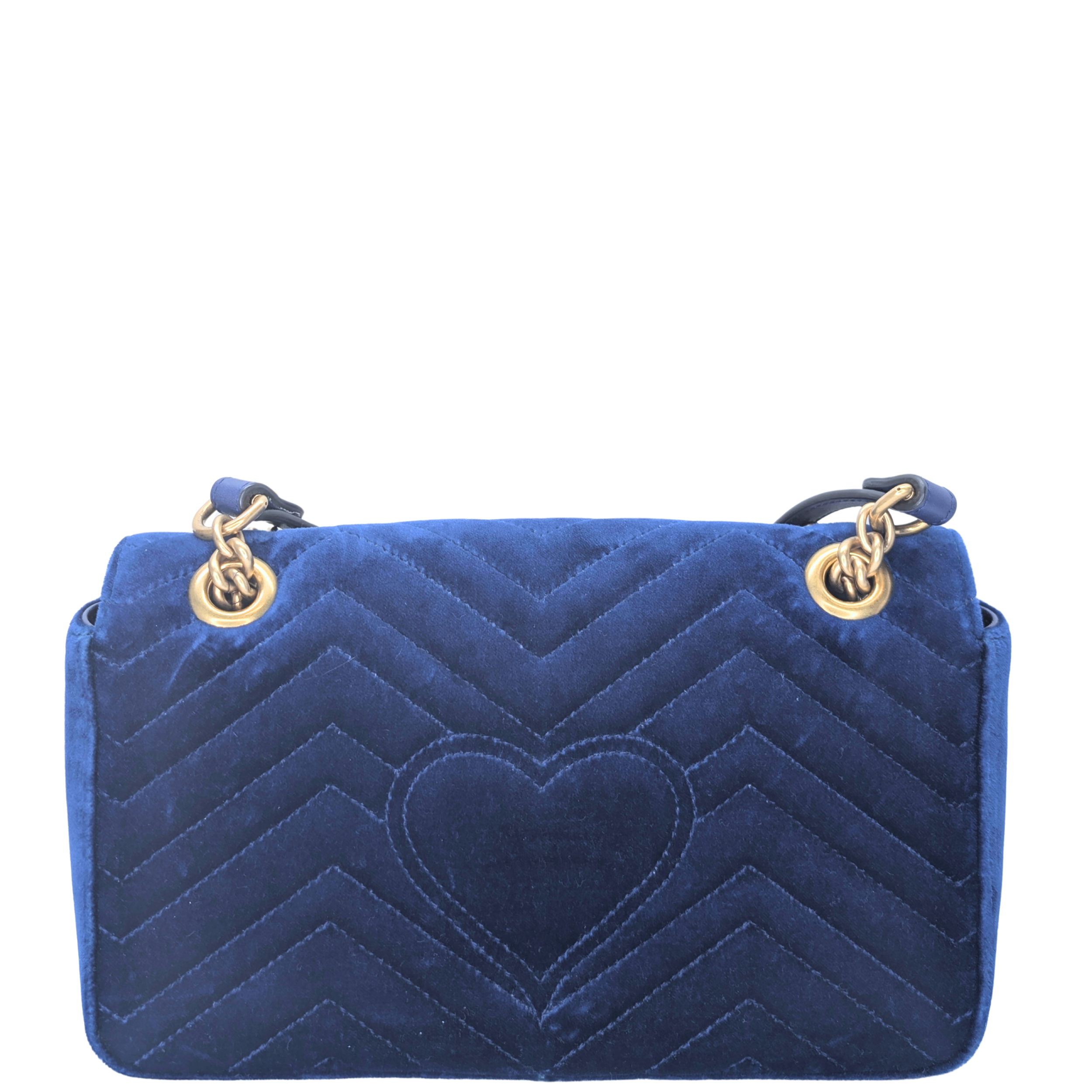 Gucci Marmont GG Velvet Matelasse Small Shoulder Bag Cobalt Blue