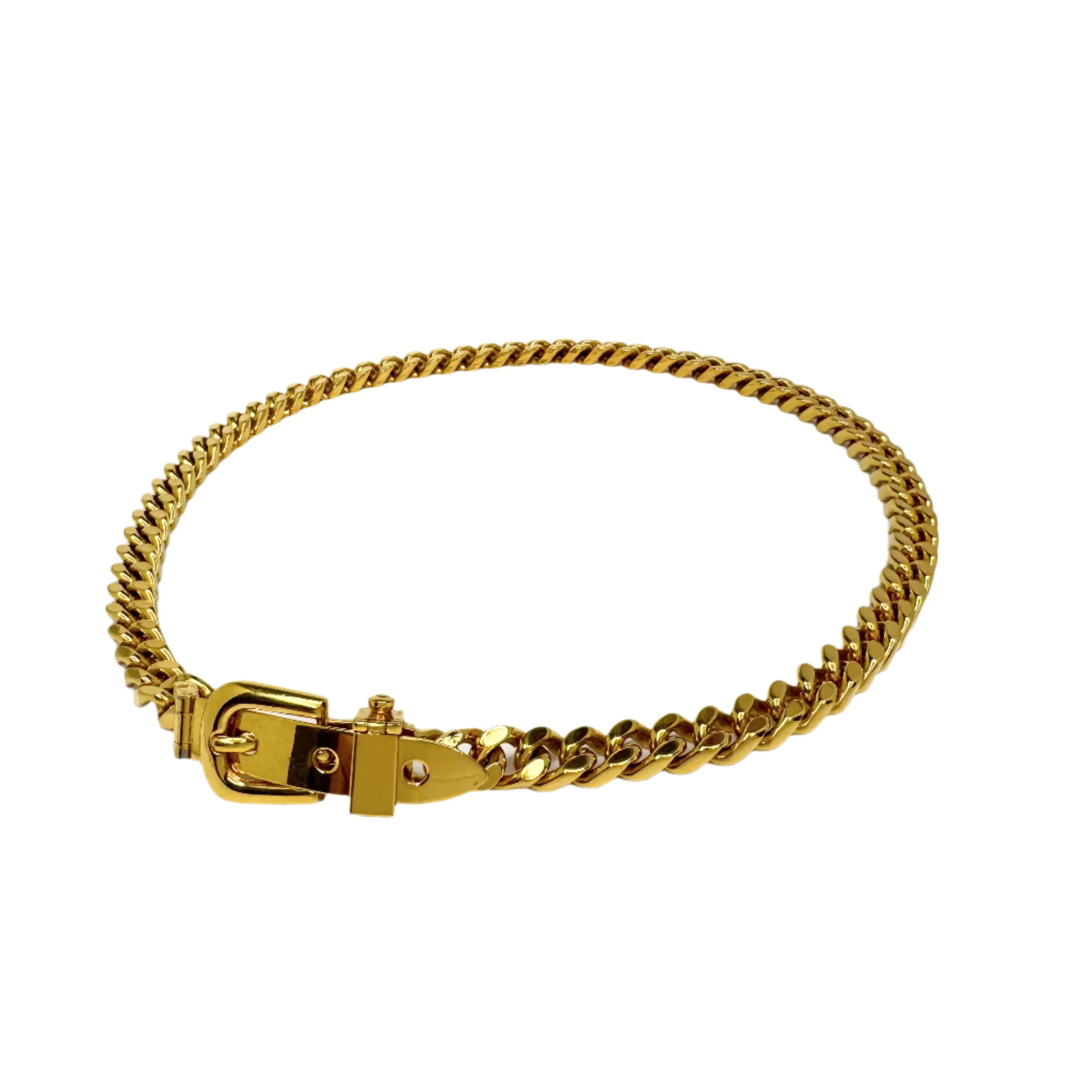 Gucci Chain Heavy necklace with Belt clasp tag in yellow gold-toned - Lost Designer