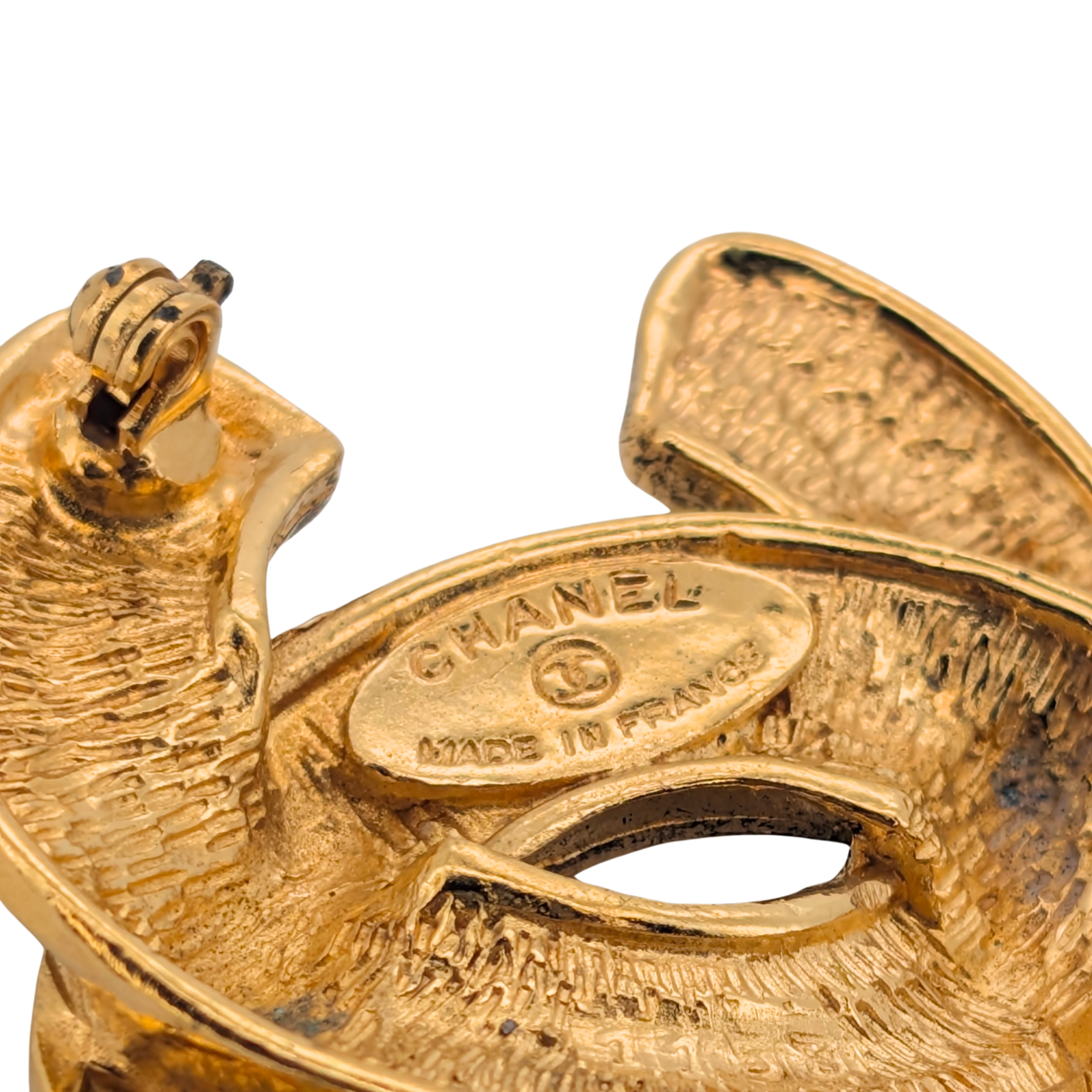 Chanel Quilted CC Brooch Pin Gold Plated