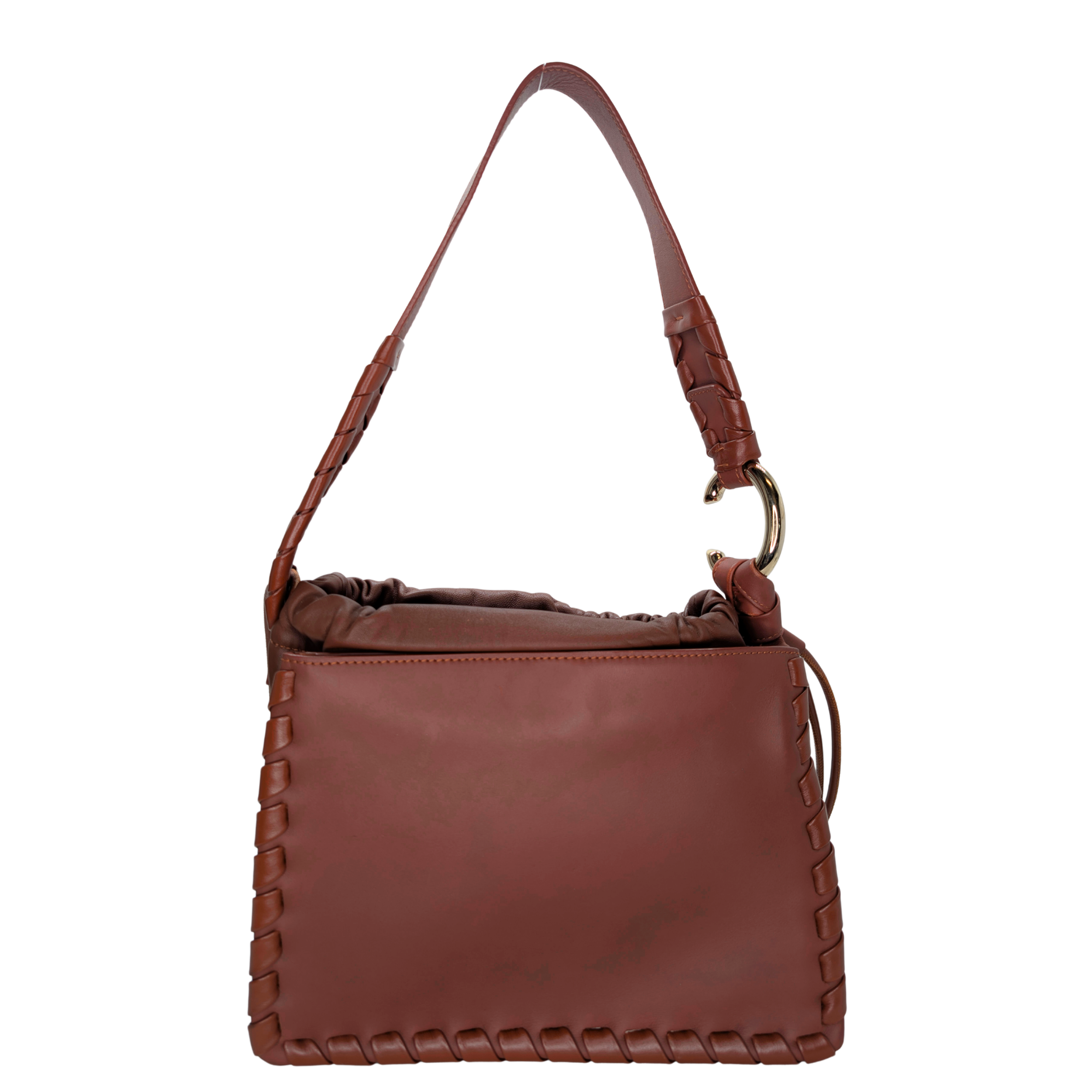 حقيبة كتف جلدية بني طراز Chloé Mate Gusset