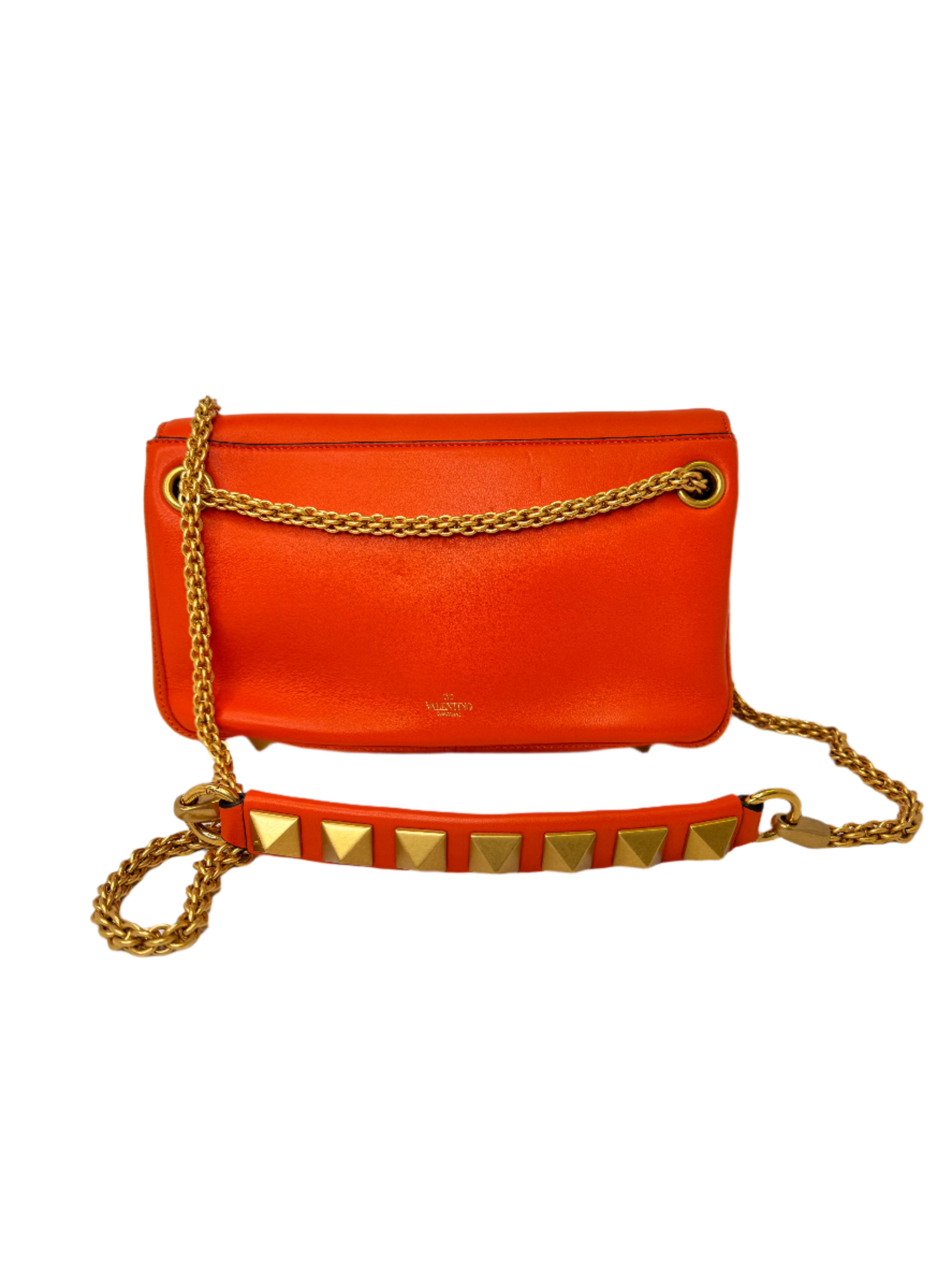 Valentino Garavani Stud Sign Shoulder Bag – Orange Nappa Leather - Lost Designer