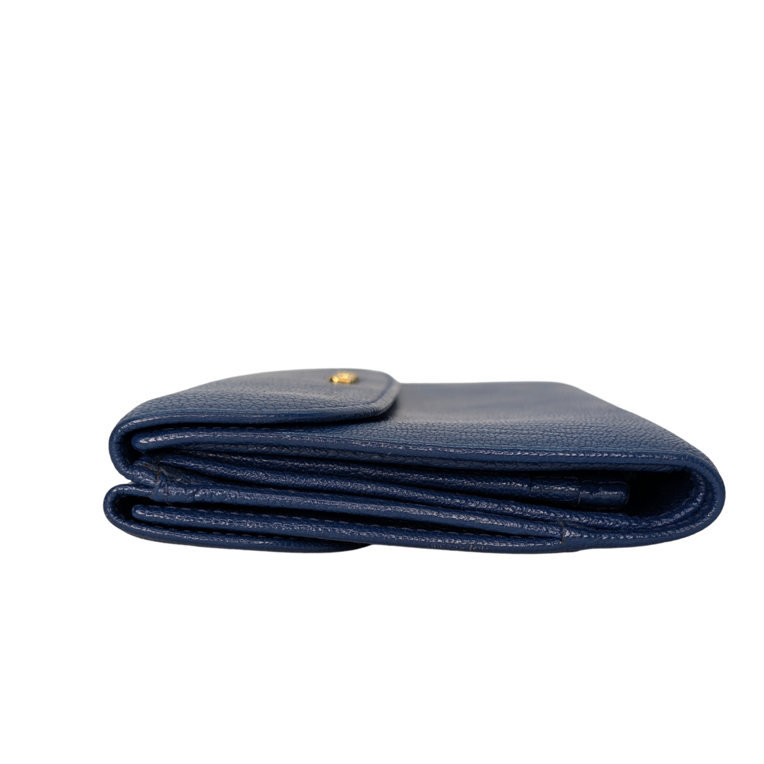 Miu Miu Madras Flap Long Wallet من الجلد باللون الأزرق