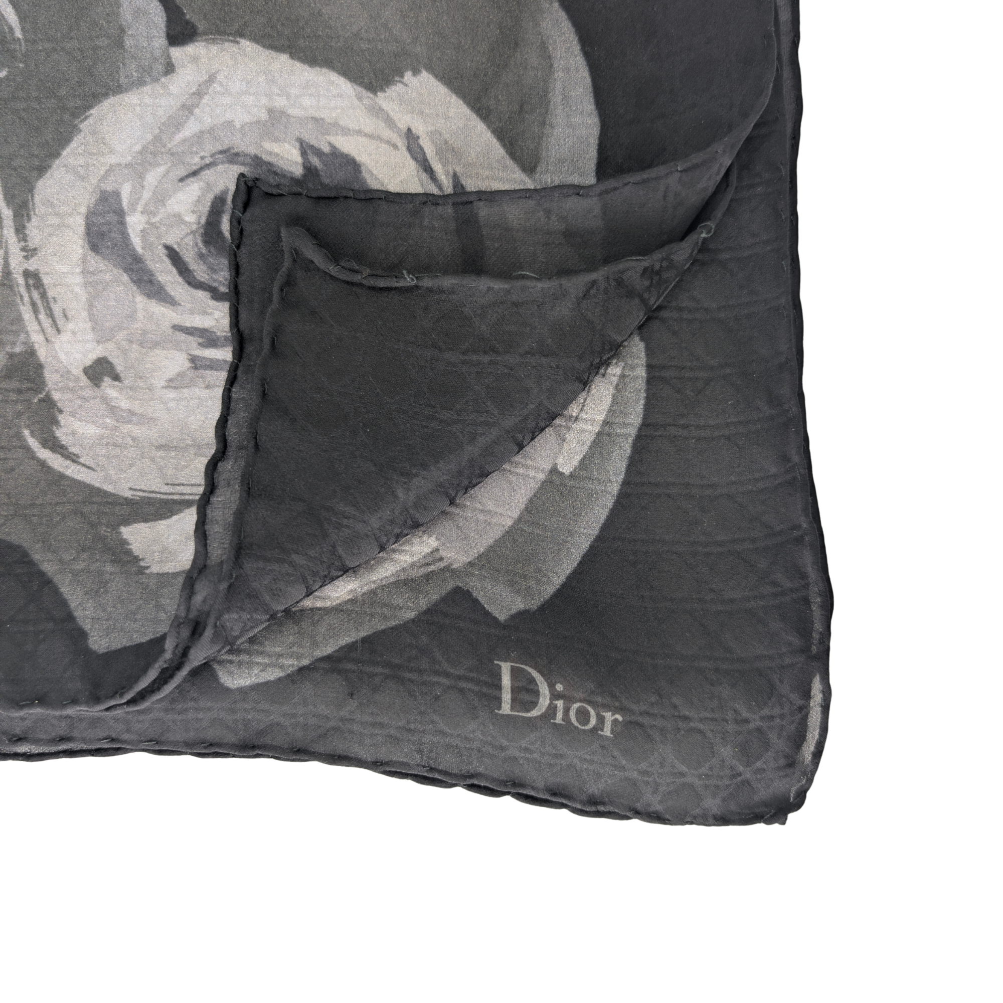 Christian Dior Floral Silk Scarf Black