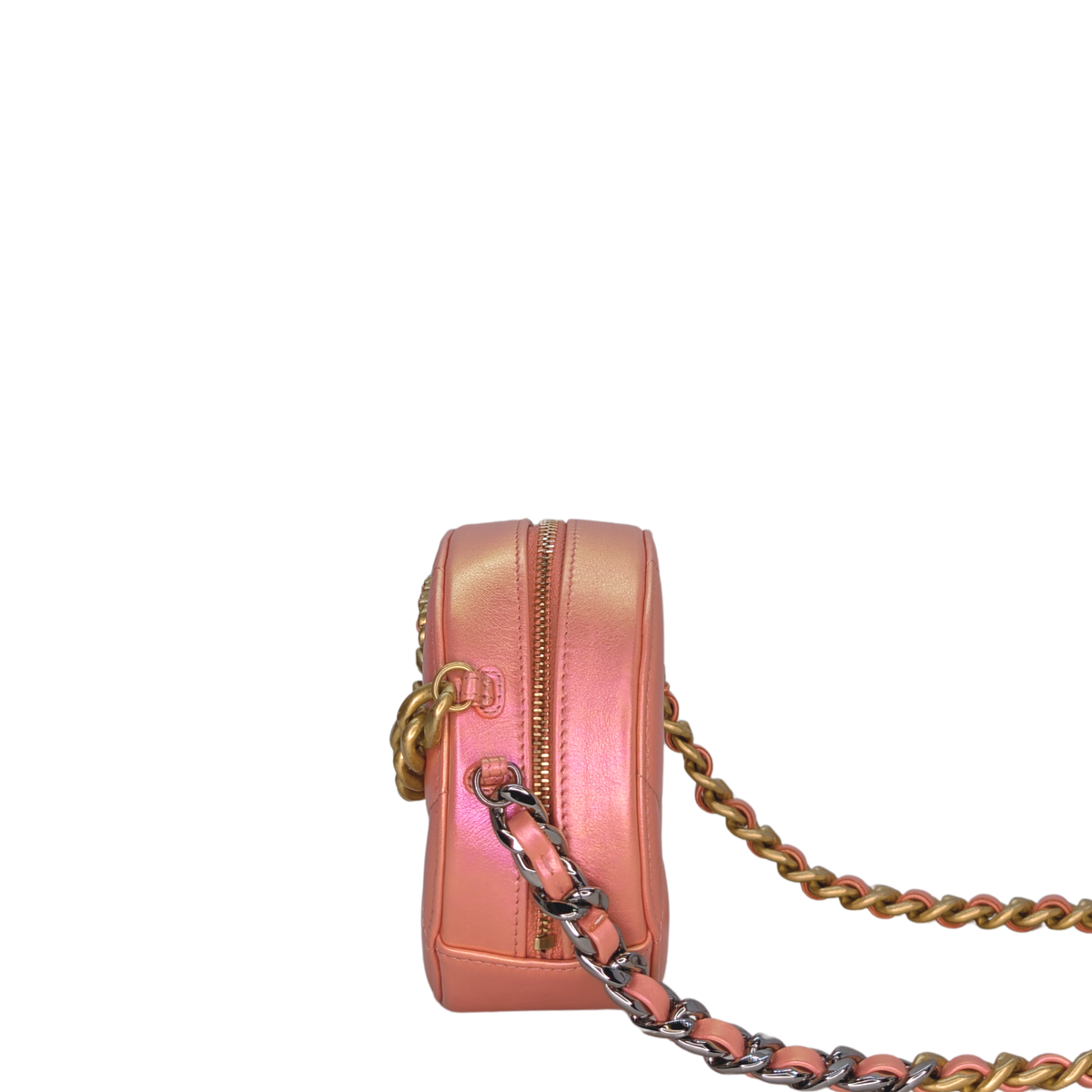 Chanel 19 Round Clutch with Chain Iridescent Pink Bag