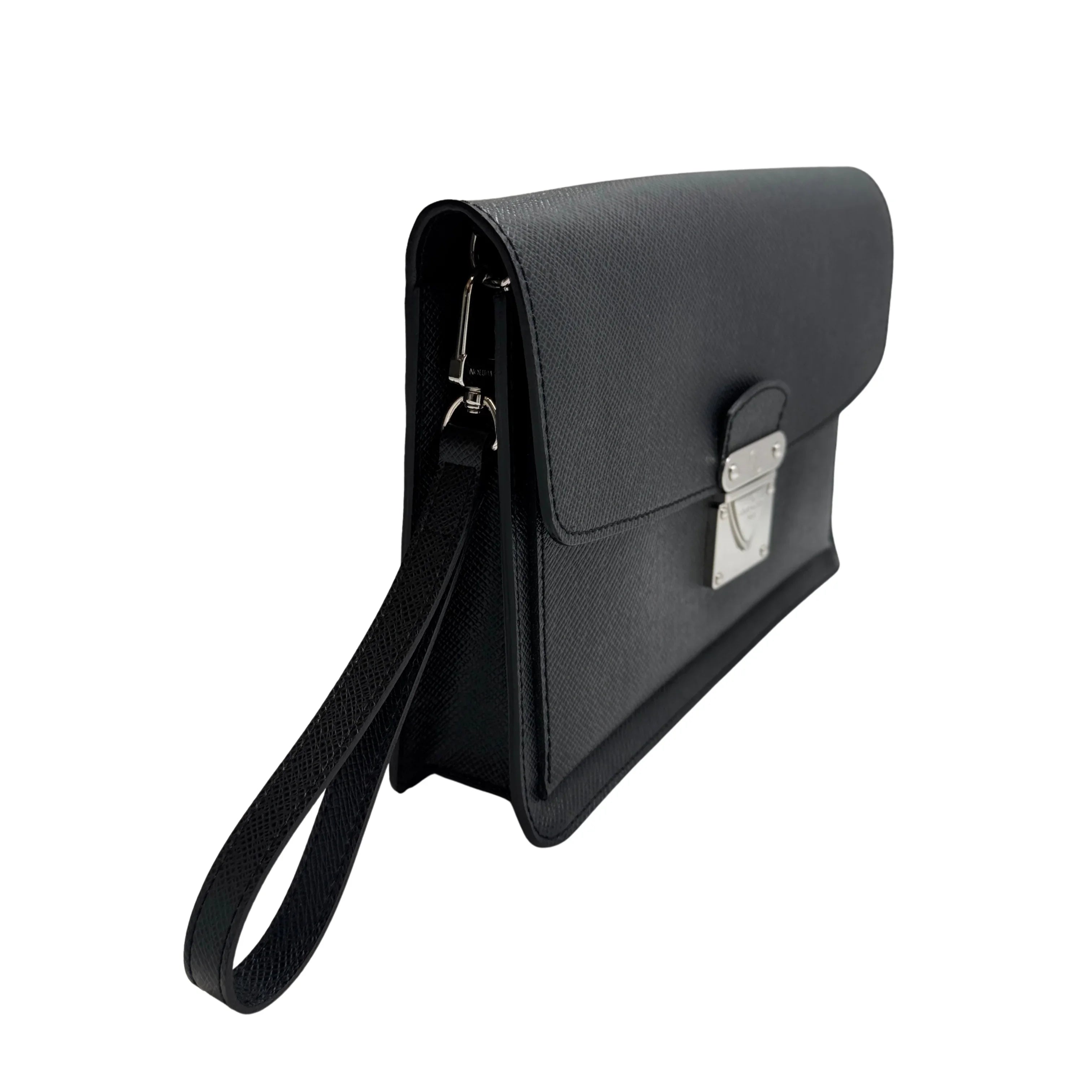 Louis Vuitton Taiga Pochette Belaia Ardoise Clutch Bag Black - Lost Designer