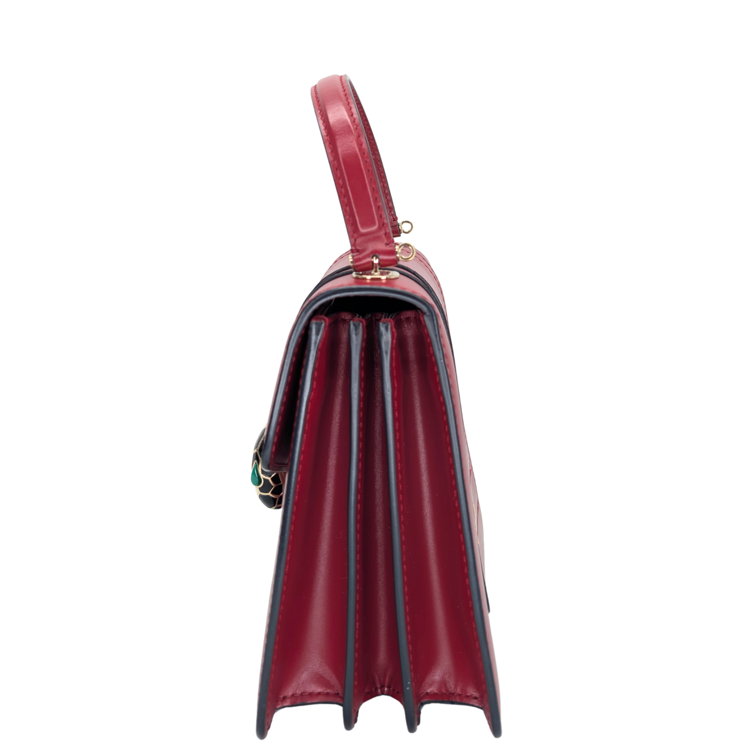 Bvlgari Calfskin Serpenti Forever Top Handle Red