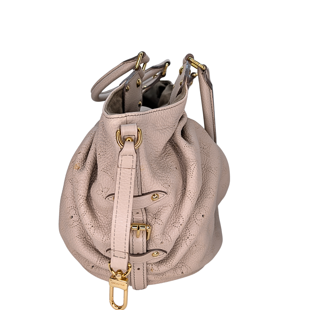 Louis Vuitton Mahina Beige L Hobo Bag Beige
