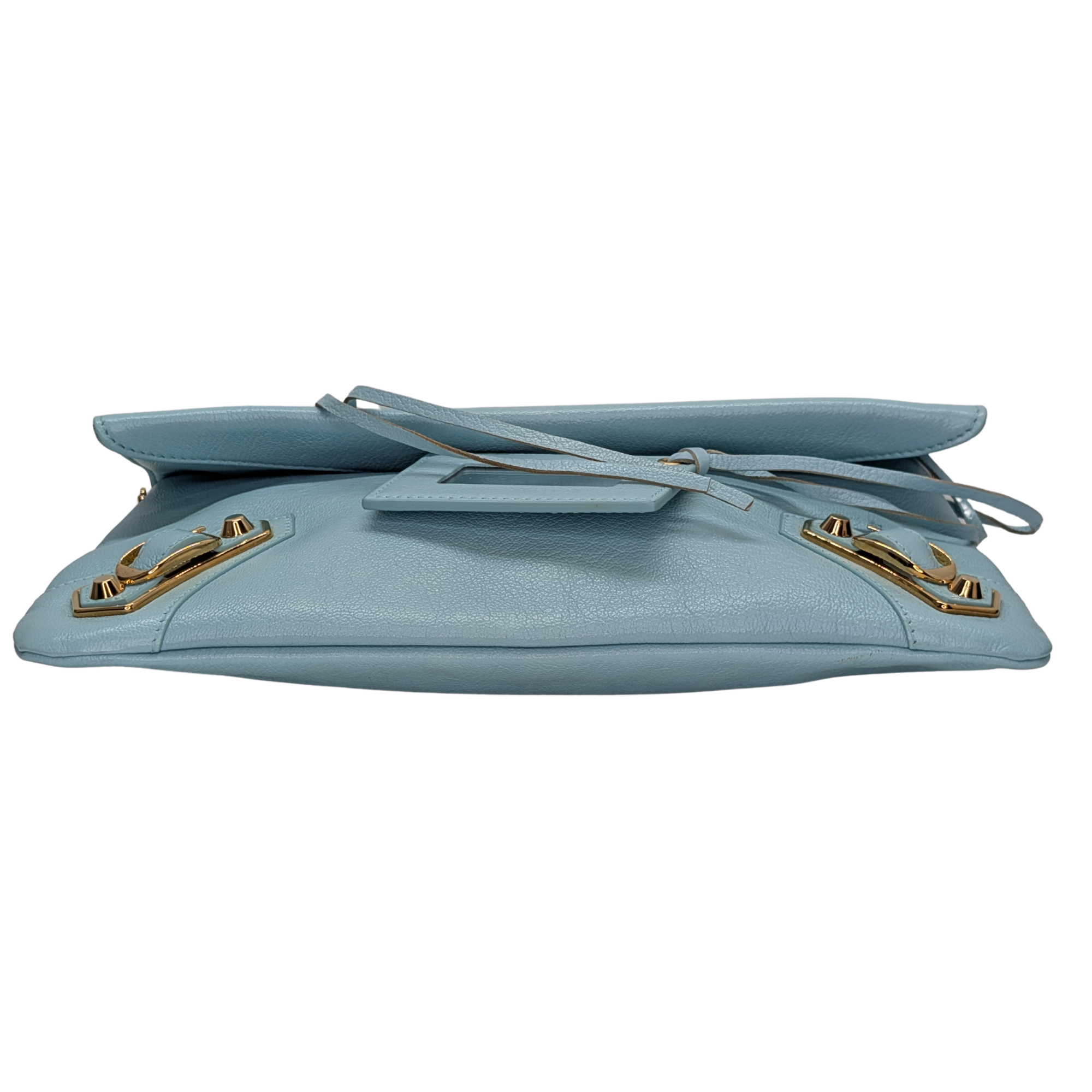 Balenciaga City Envelope Clutch Bag on chain Light Blue
