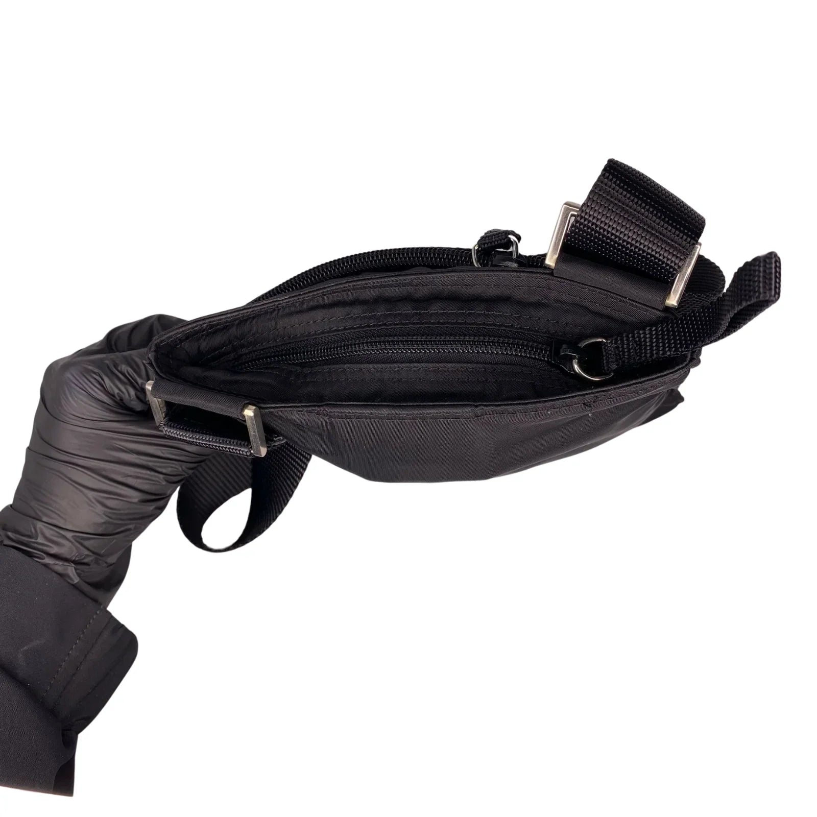 Prada Black Nylon Crossbody Messenger Black Bag - Lost Designer