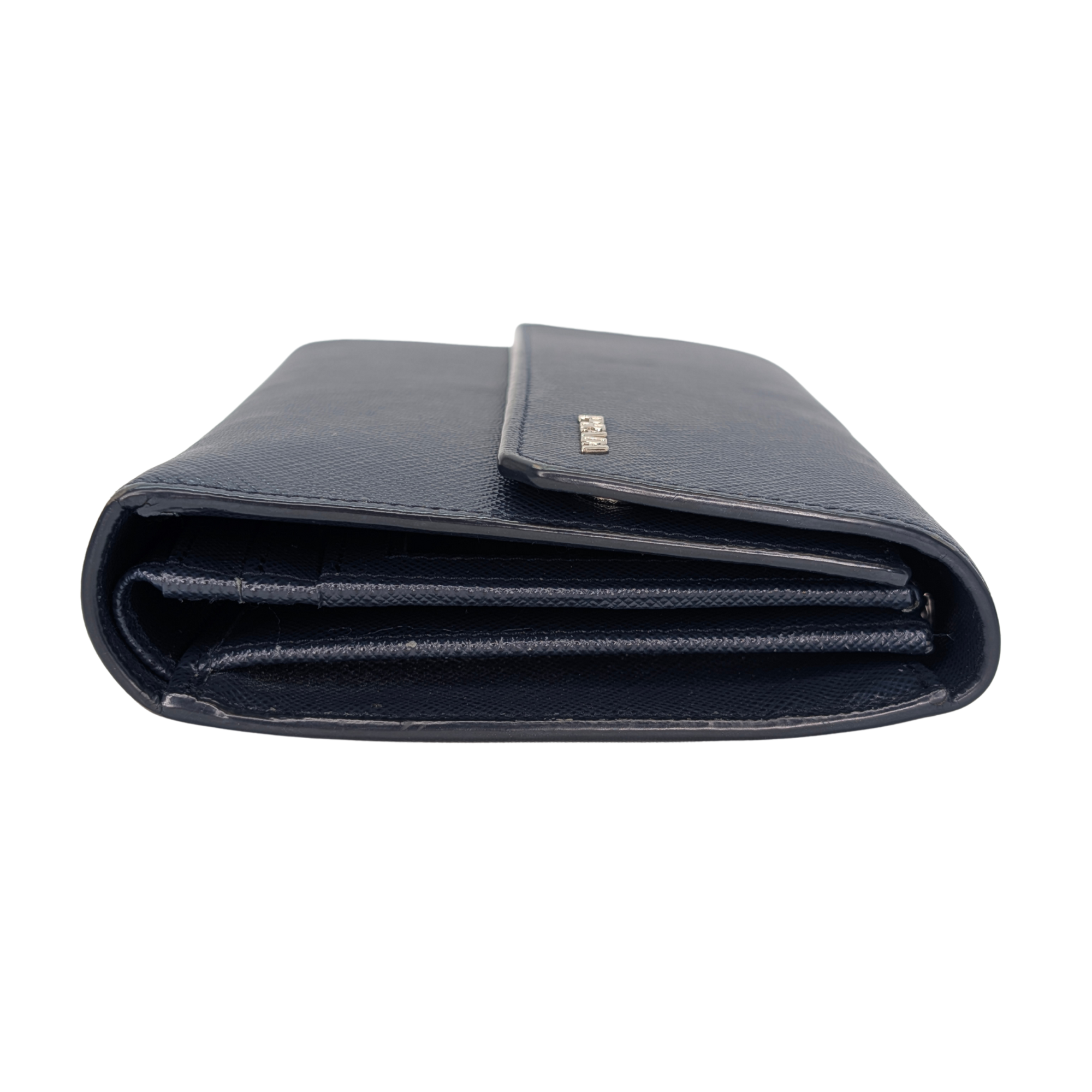 Black Prada Saffiano Multi Pocket Wallet Navy Blue