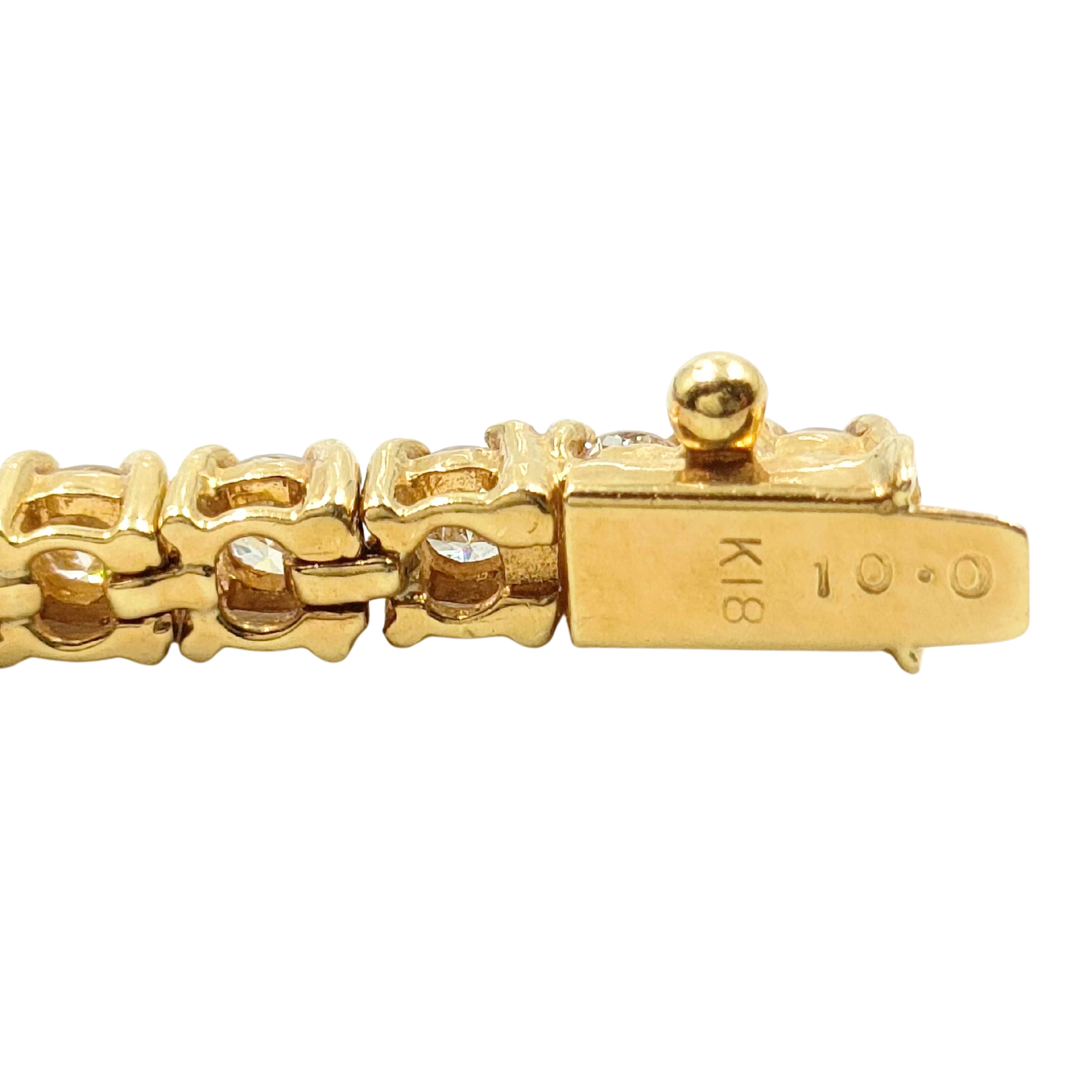 10.0ct 18k Yellow Gold Natural Diamond Graduating Tennis Necklace