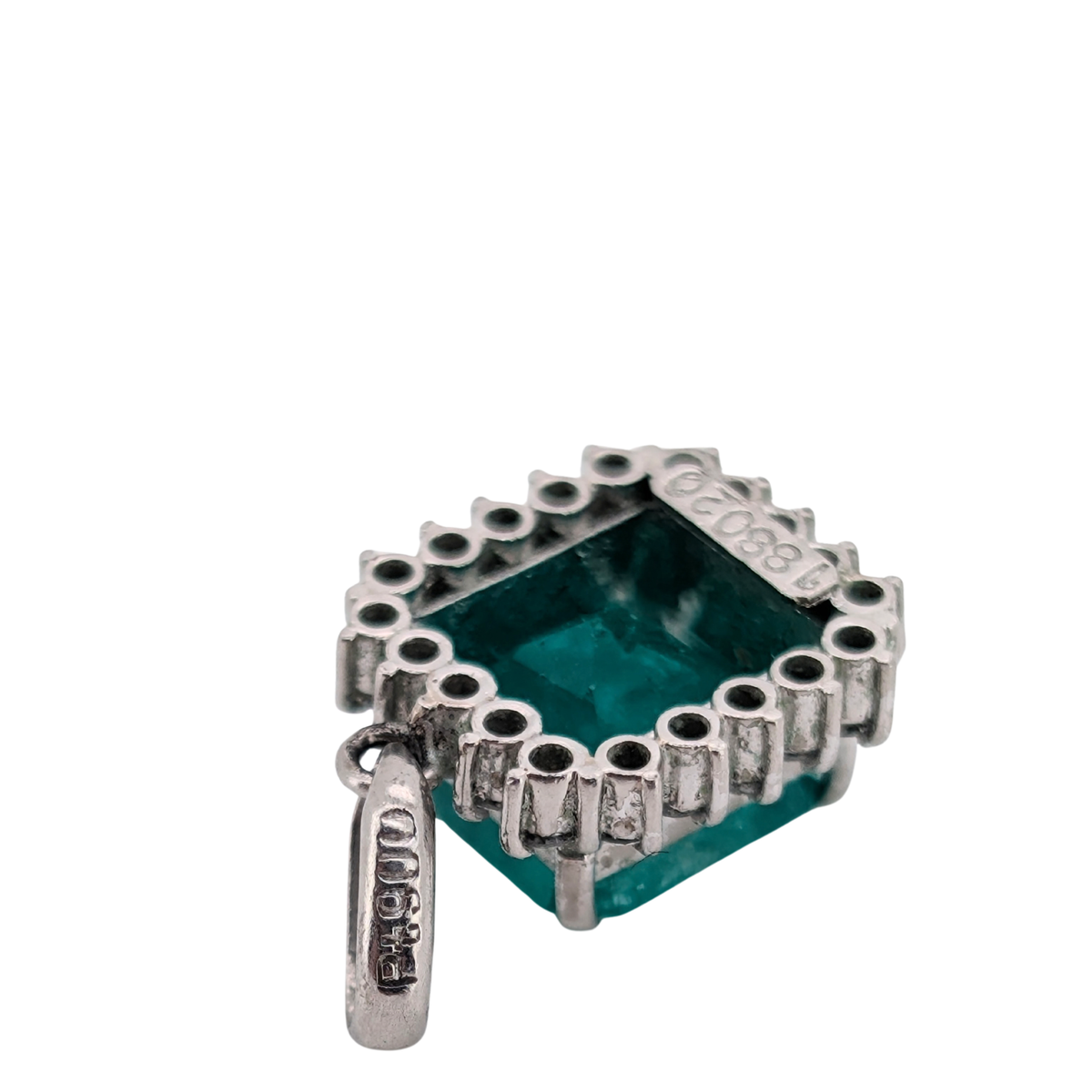 Platinum 2.00ct Emerald & Diamond Halo Pendant