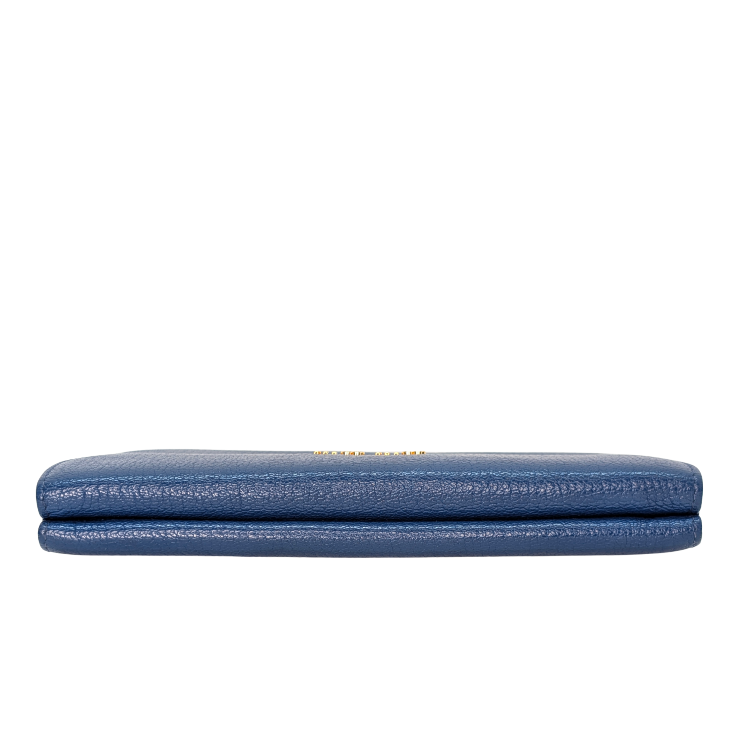 Miu Miu Madras Flap Long Wallet من الجلد باللون الأزرق