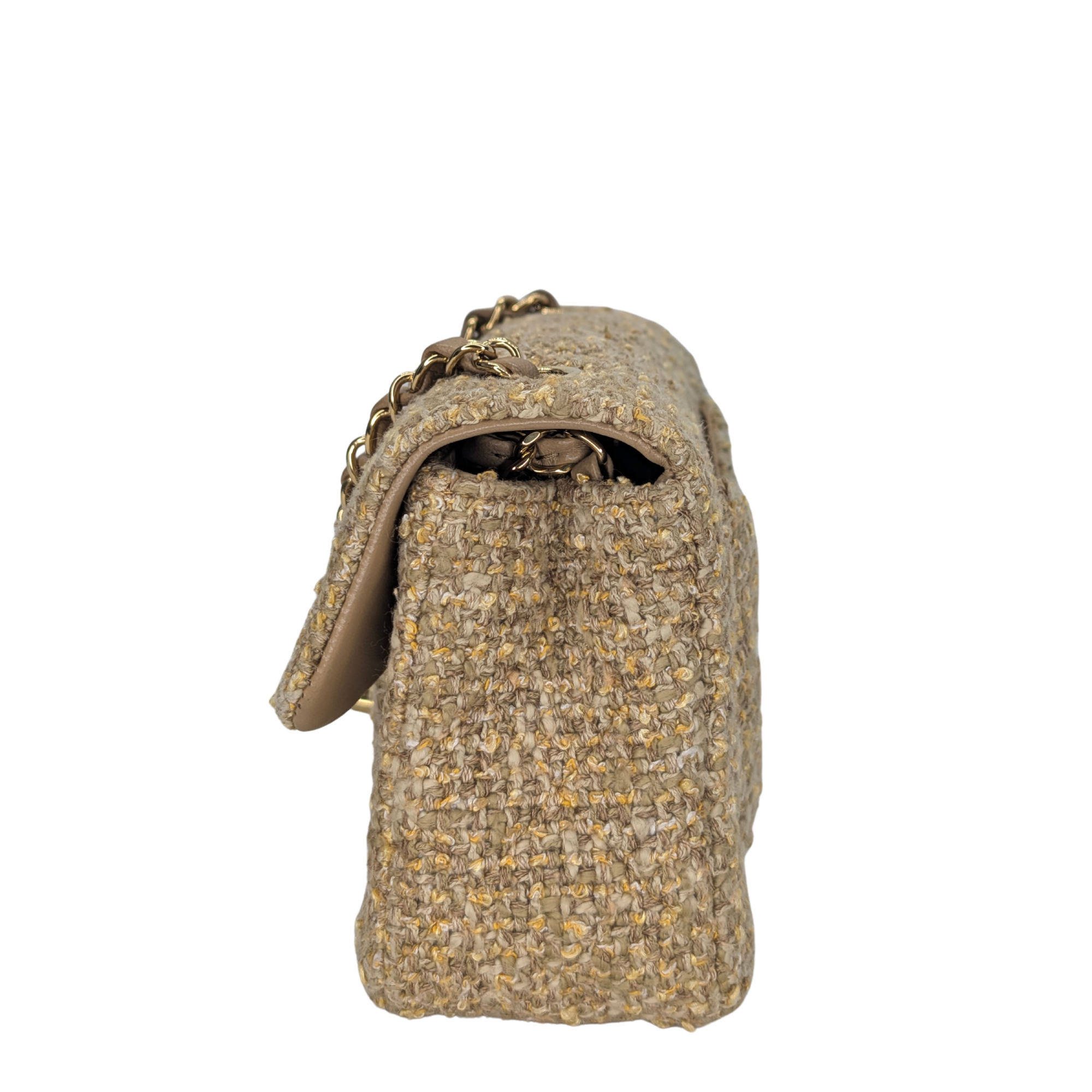 Chanel Mini Classic Tweed Handbag Beige