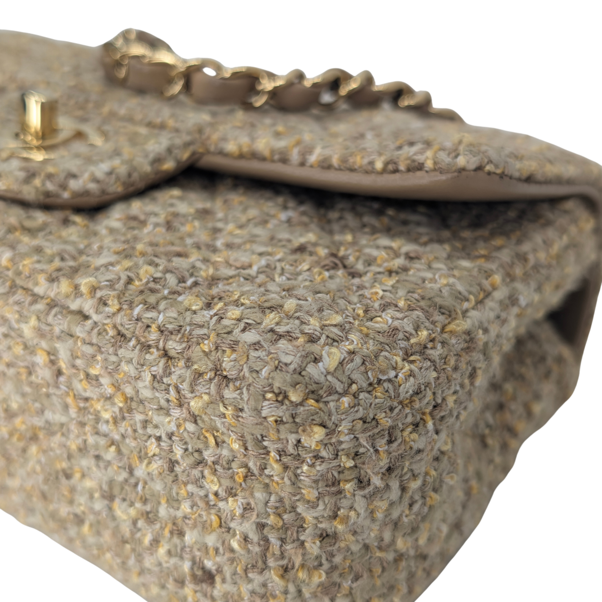 Chanel Mini Classic Tweed Handbag Beige