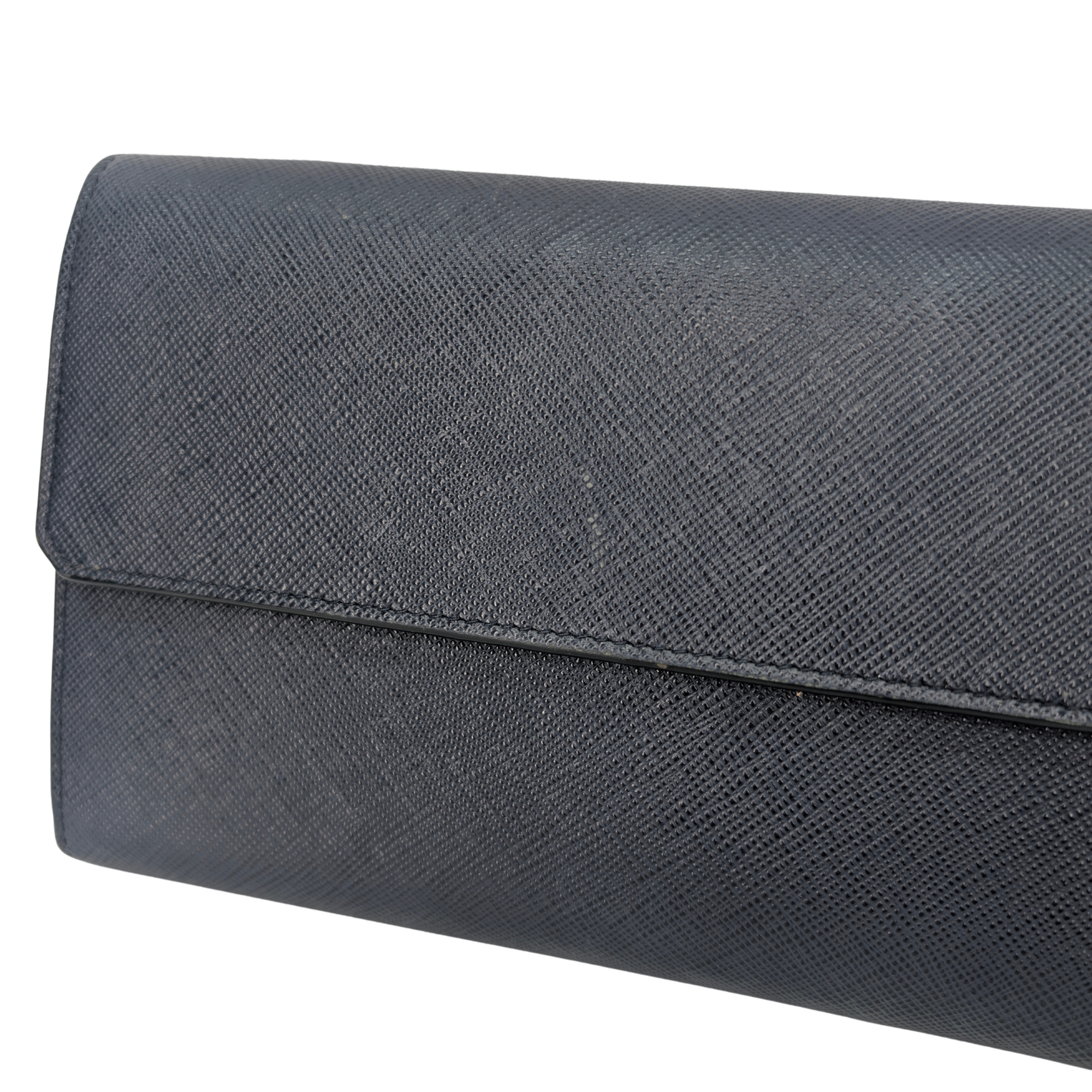Black Prada Saffiano Multi Pocket Wallet Navy Blue