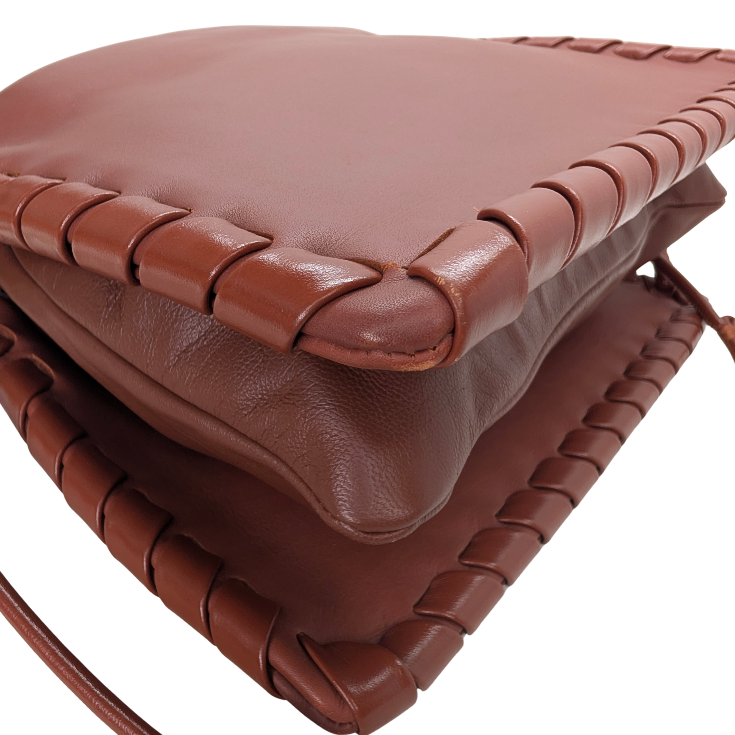 حقيبة كتف جلدية بني طراز Chloé Mate Gusset