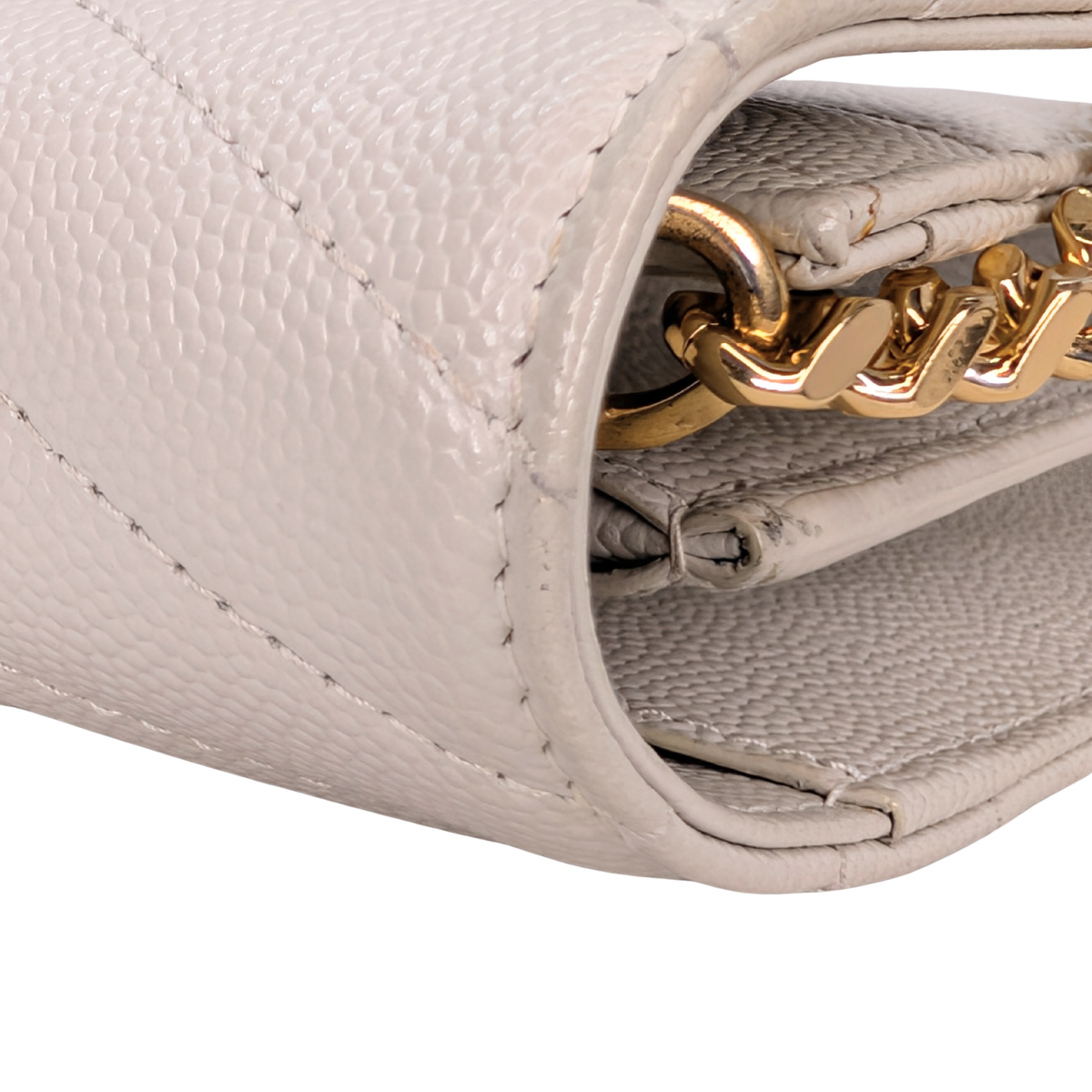 Saint Laurent Cassandre Envelope Chain Wallet Blanc White