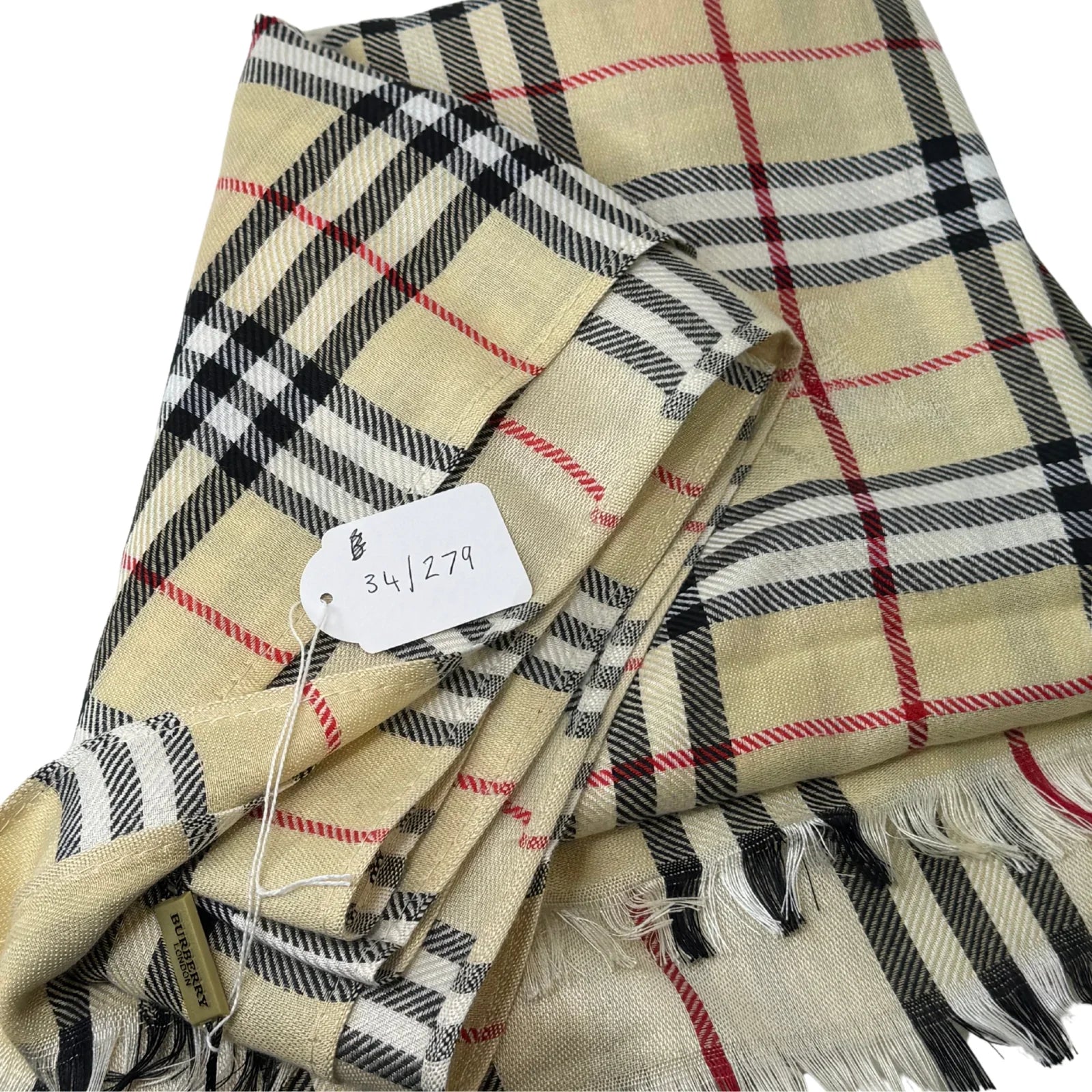 Burberry Check Scarf Shawl Silk x Wool - Lost Designer