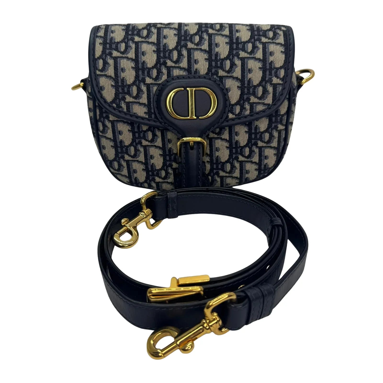 Christian Dior Oblique Small Bobby Flap Shoulder Bag Beige/Black - Lost Designer