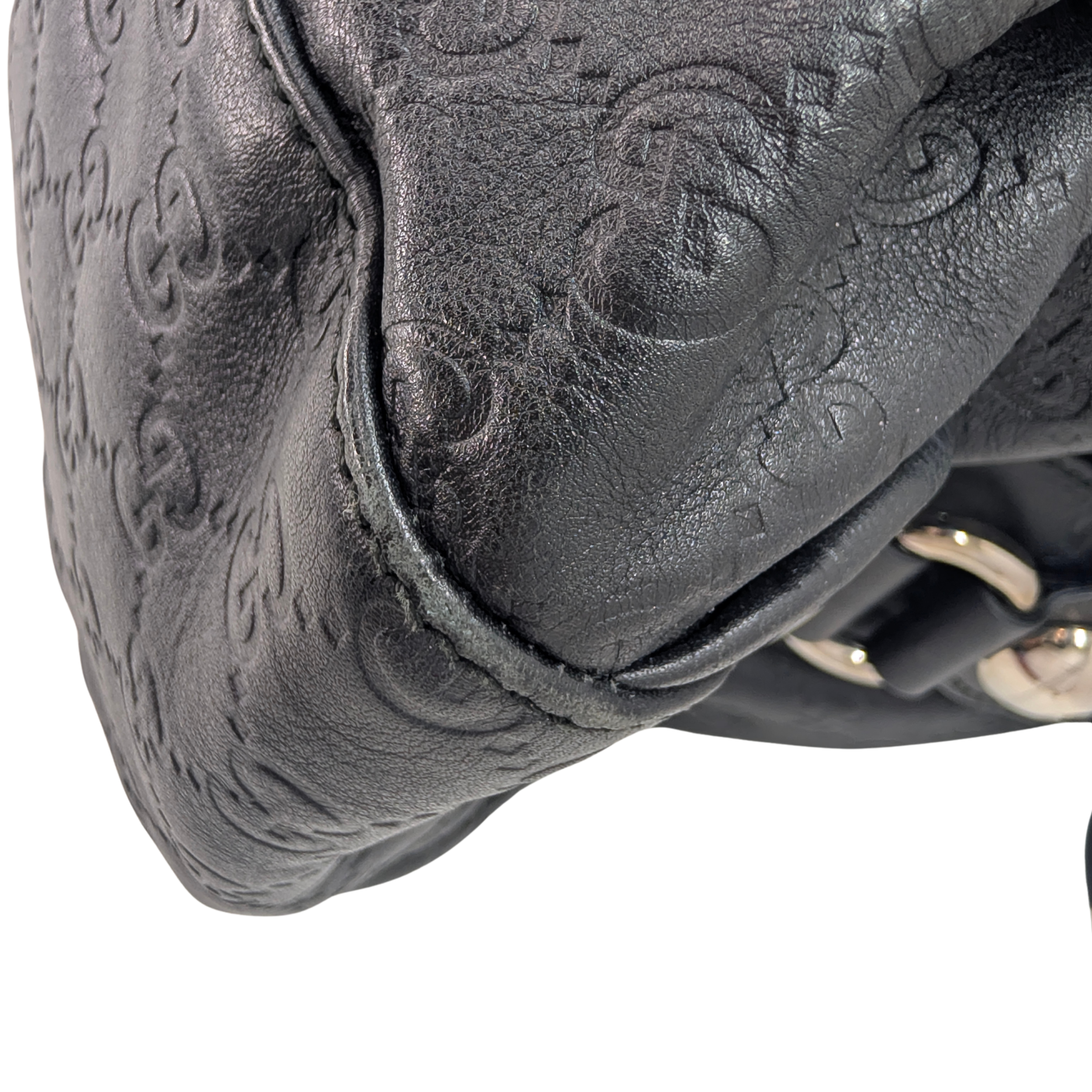 Gucci Guccissima Icon Bit Medium Boston Bag Black