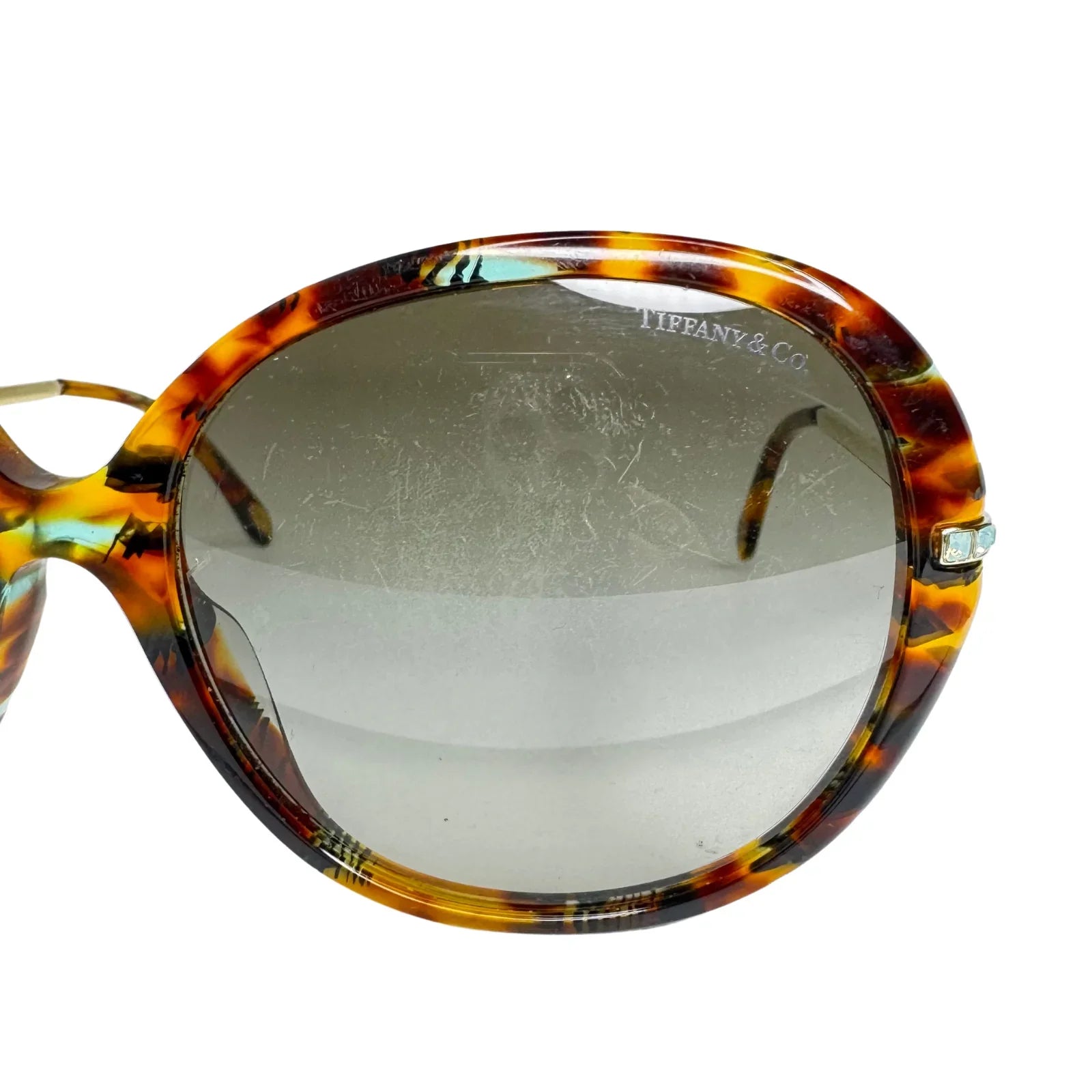 Tiffany & Co. Tortoiseshell Oversized Crystal Arm Sunglasses - Lost Designer
